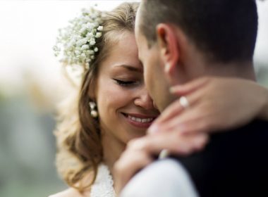 A bridge and groom embracing