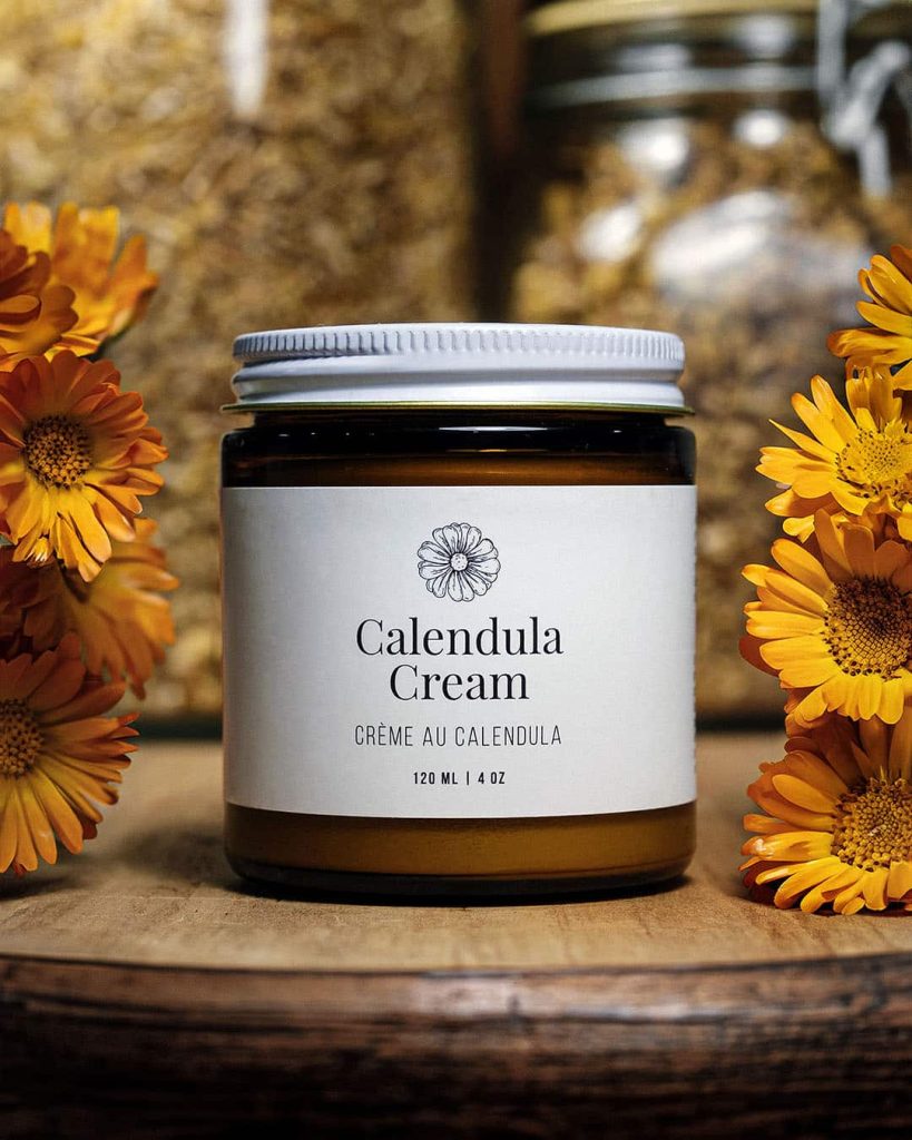 A jar of natural calendula cream