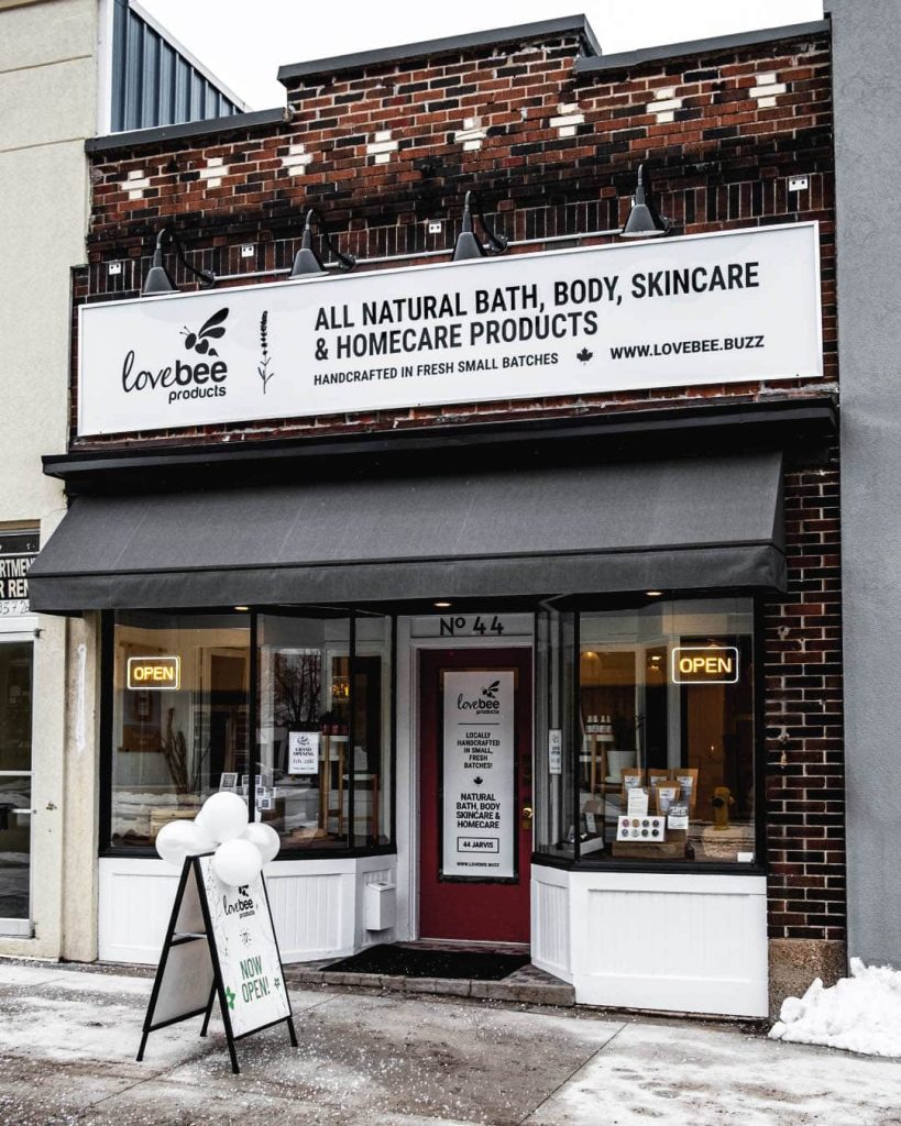 The Lovebee Products retail store located at 44 Jarvis street in Fort Erie